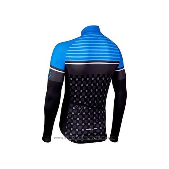 2020 Maillot Cyclisme Nalini Bleu Noir Manches Longues et Cuissard