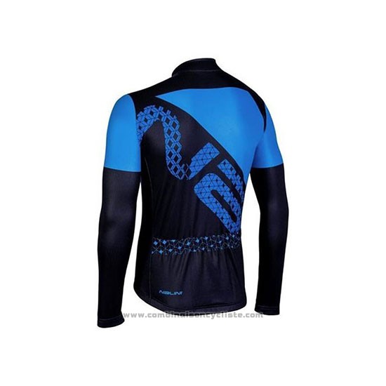 2020 Maillot Cyclisme Nalini Noir Bleu Manches Longues et Cuissard