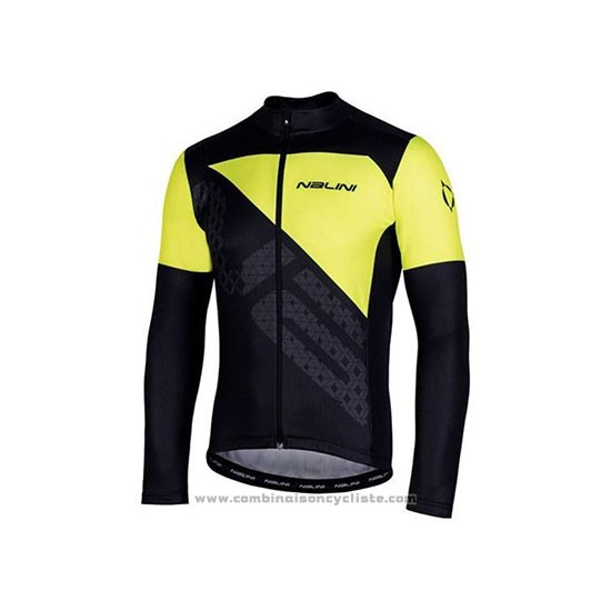 2020 Maillot Cyclisme Nalini Noir Jaune Manches Longues et Cuissard