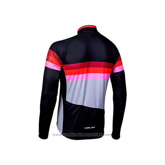 2020 Maillot Cyclisme Nalini Noir Rouge Manches Longues et Cuissard