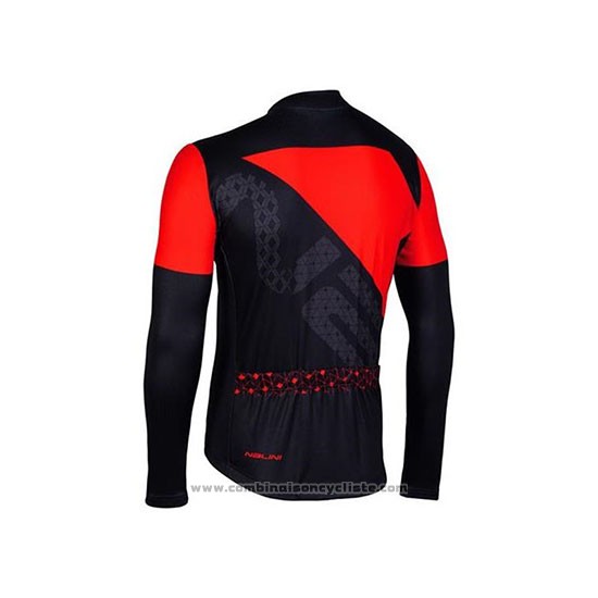 2020 Maillot Cyclisme Nalini Rouge Noir Manches Longues et Cuissard