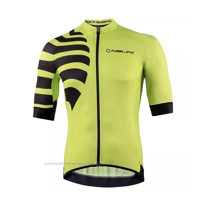 2021 Maillot Cyclisme Nalini Jaune Noir Manches Courtes et Cuissard