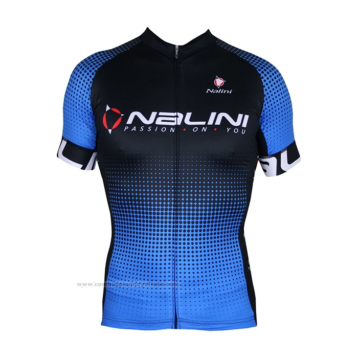2021 Maillot Cyclisme Nalini Noir Bleu Manches Courtes et Cuissard