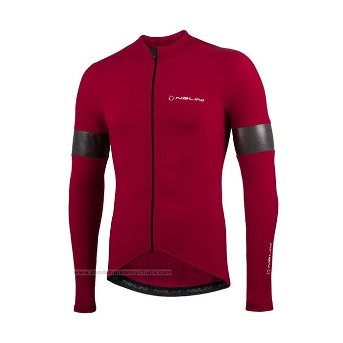 2021 Maillot Cyclisme Nalini Profond Rouge Manches Longues et Cuissard