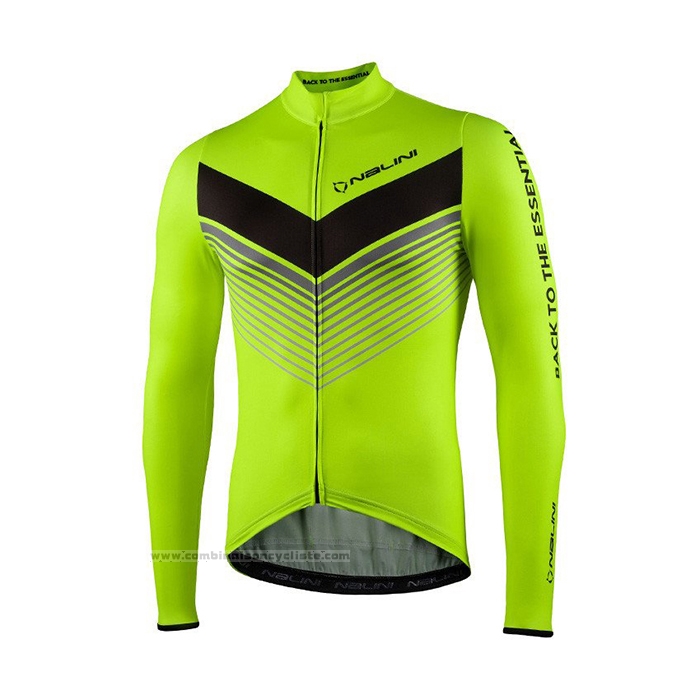 2021 Maillot Cyclisme Nalini Vert Manches Longues et Cuissard