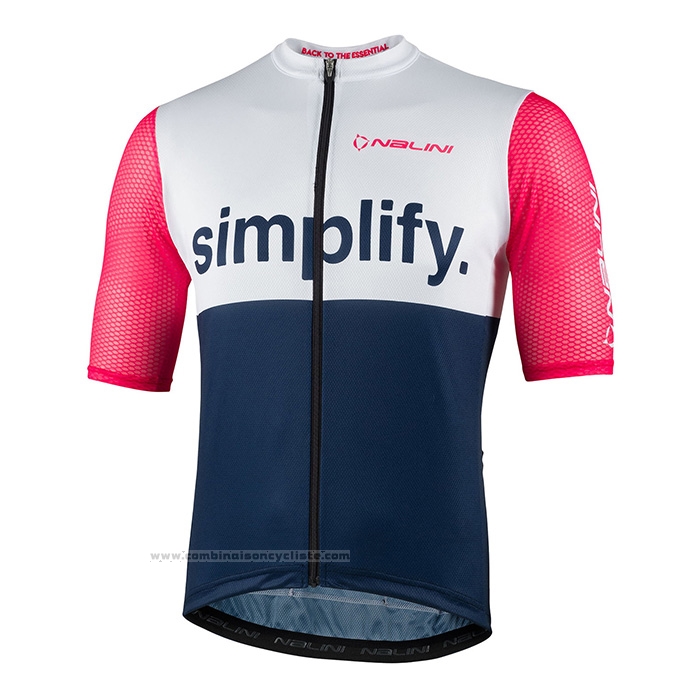2022 Maillot Cyclisme Nalini Bleu Rose Manches Courtes et Cuissard