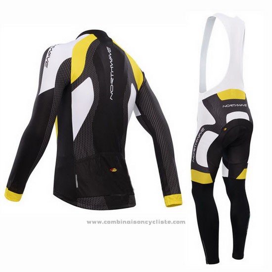 2015 Maillot Cyclisme Northwave Noir et Jaune Manches Longues et Cuissard