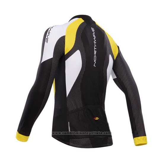 2015 Maillot Cyclisme Northwave Noir et Jaune Manches Longues et Cuissard