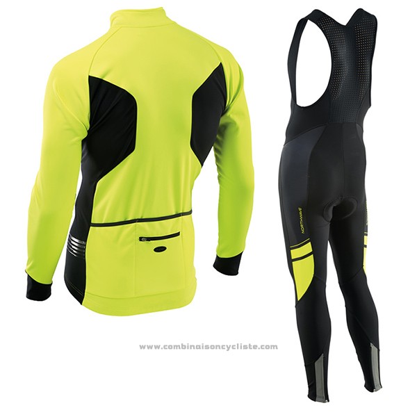 2017 Maillot Cyclisme Nalini Northwave Ml Jaune et Noir Manches Longues et Cuissard