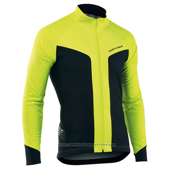 2017 Maillot Cyclisme Nalini Northwave Ml Jaune et Noir Manches Longues et Cuissard
