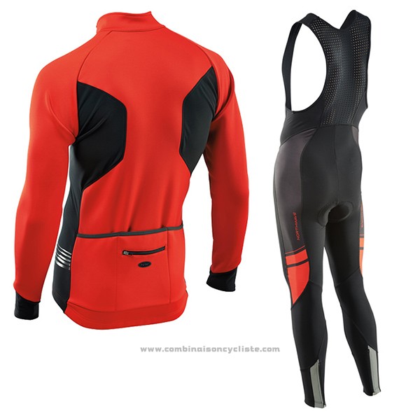 2017 Maillot Cyclisme Nalini Northwave Ml Rouge et Noir Manches Longues et Cuissard