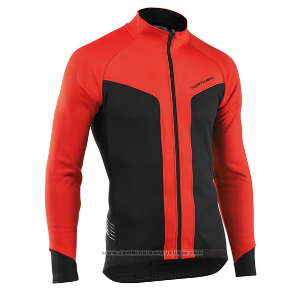 2017 Maillot Cyclisme Nalini Northwave Ml Rouge et Noir Manches Longues et Cuissard