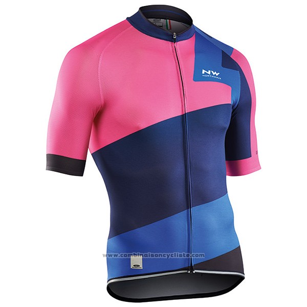 2017 Maillot Cyclisme Northwave Extreme Rouge et Bleu Manches Courtes et Cuissard