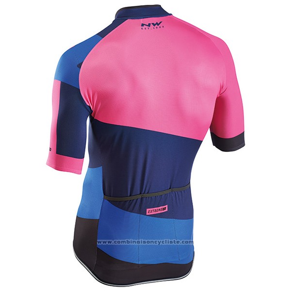 2017 Maillot Cyclisme Northwave Extreme Rouge et Bleu Manches Courtes et Cuissard
