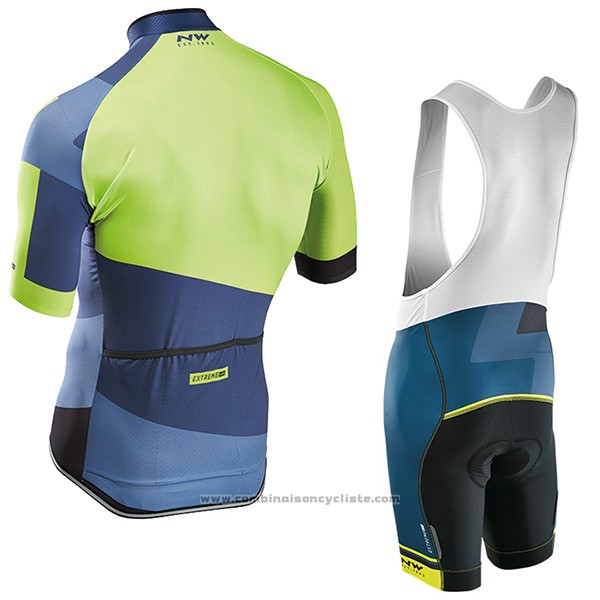 2017 Maillot Cyclisme Northwave Extreme Vert et Bleu Manches Courtes et Cuissard