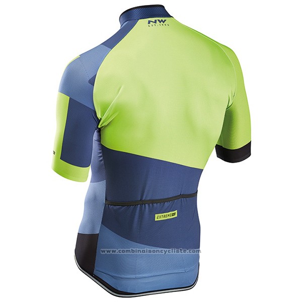 2017 Maillot Cyclisme Northwave Extreme Vert et Bleu Manches Courtes et Cuissard