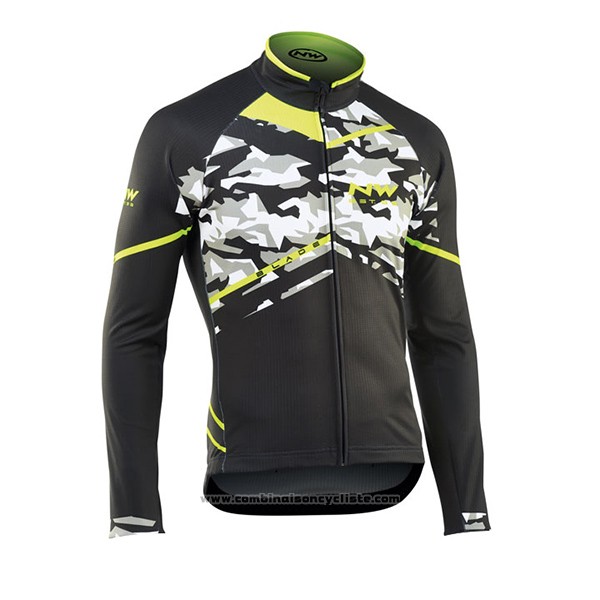 2017 Maillot Cyclisme Northwave Ml Noir et Camouflage Manches Longues et Cuissard