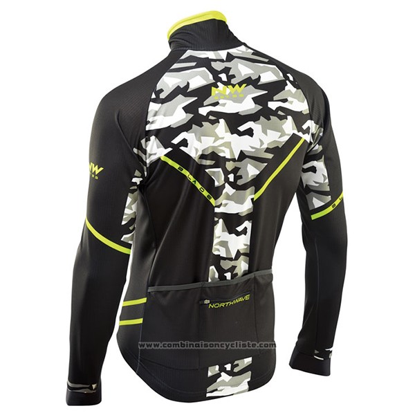 2017 Maillot Cyclisme Northwave Ml Noir et Camouflage Manches Longues et Cuissard