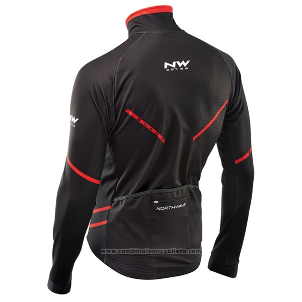 2017 Maillot Cyclisme Northwave Ml Noir et Rouge Manches Longues et Cuissard