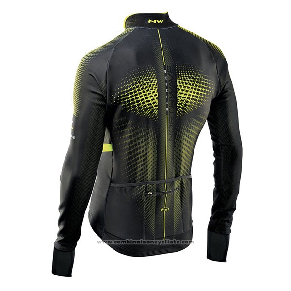 2017 Maillot Cyclisme Northwave Ml Vert et Noir Manches Longues et Cuissard