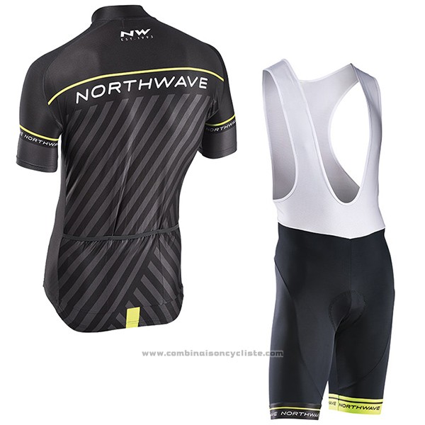 2017 Maillot Cyclisme Northwave Noir et Vert Manches Courtes et Cuissard