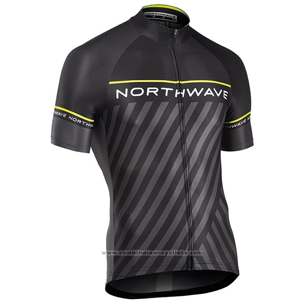 2017 Maillot Cyclisme Northwave Noir et Vert Manches Courtes et Cuissard