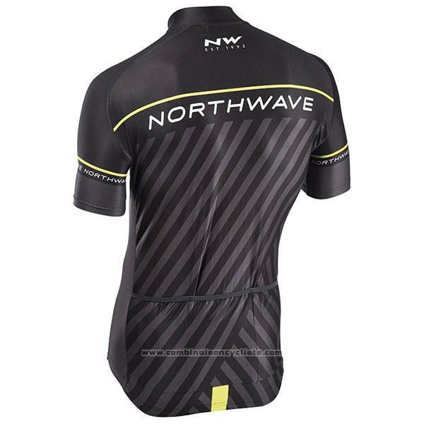 2017 Maillot Cyclisme Northwave Noir et Vert Manches Courtes et Cuissard