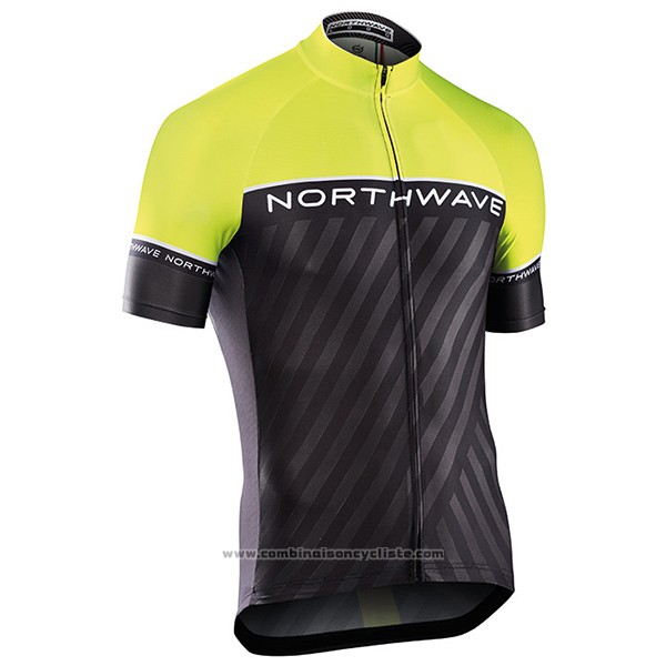 2017 Maillot Cyclisme Northwave Vert et Noir Manches Courtes et Cuissard