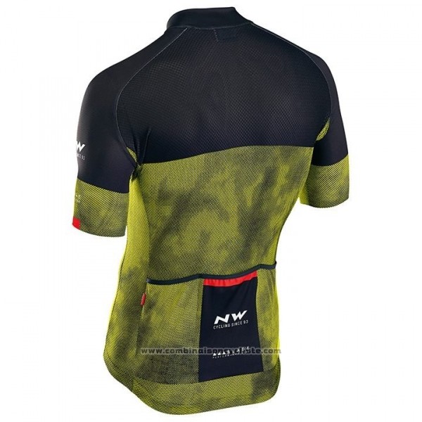 2018 Maillot Cyclisme Northwave Noir Jaune Manches Courtes Cuissard