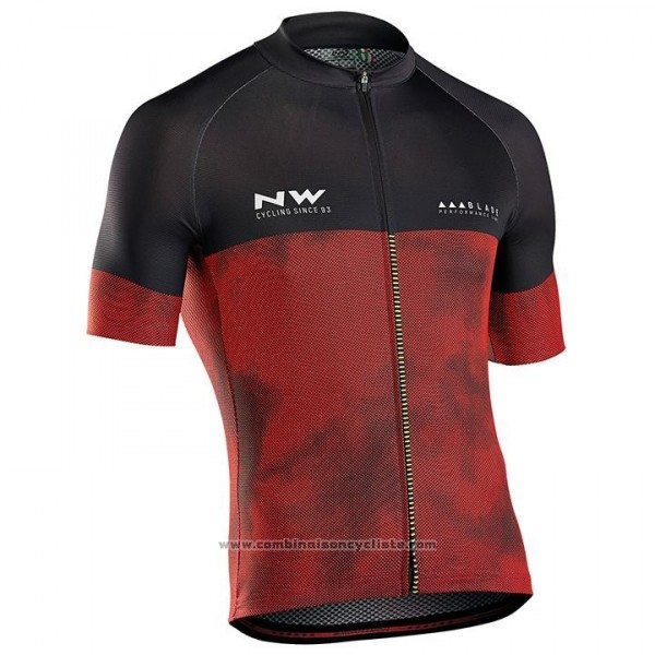 2018 Maillot Cyclisme Northwave Noir Rouge Manches Courtes Cuissard
