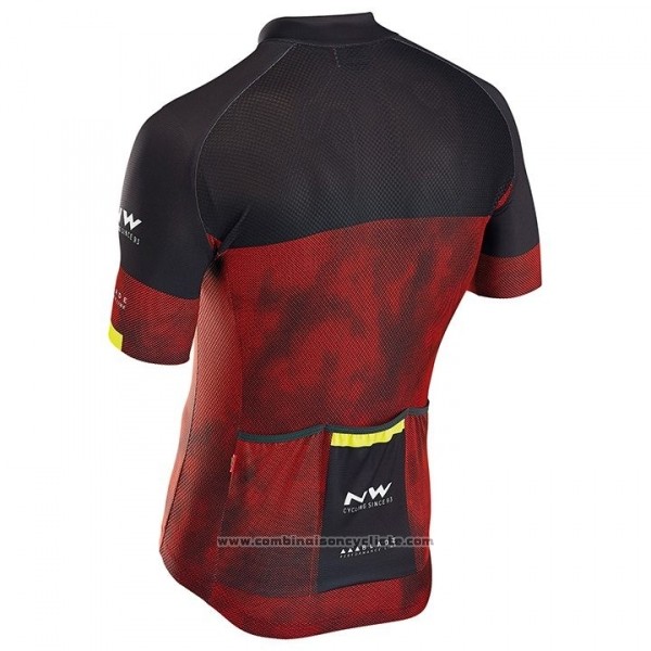 2018 Maillot Cyclisme Northwave Noir Rouge Manches Courtes Cuissard