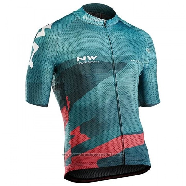 2018 Maillot Cyclisme Northwave Vert Rose Manches Courtes Cuissard