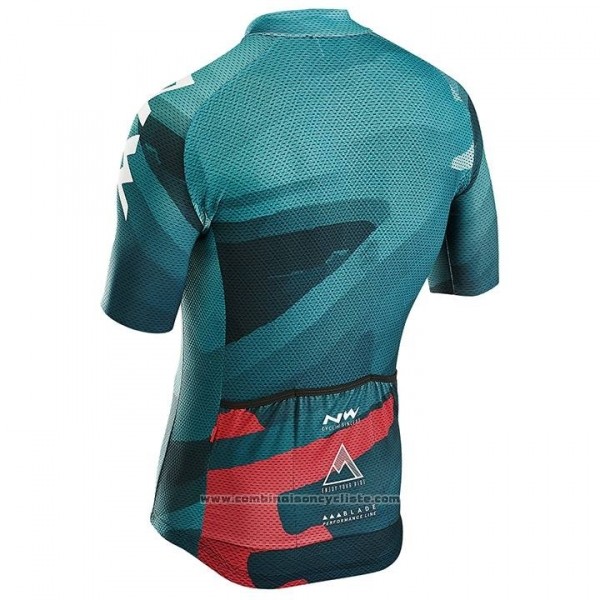 2018 Maillot Cyclisme Northwave Vert Rose Manches Courtes Cuissard
