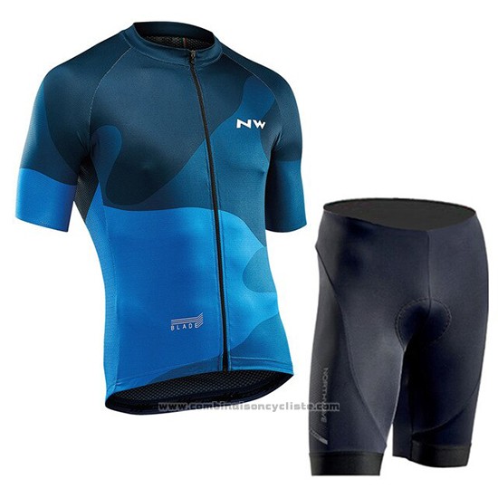 2019 Maillot Cyclisme Northwave Bleu Manches Courtes et Cuissard