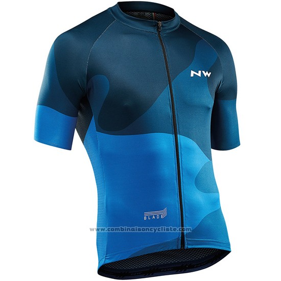 2019 Maillot Cyclisme Northwave Bleu Manches Courtes et Cuissard