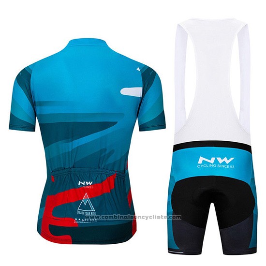 2019 Maillot Cyclisme Northwave Bleu Rouge Manches Courtes et Cuissard