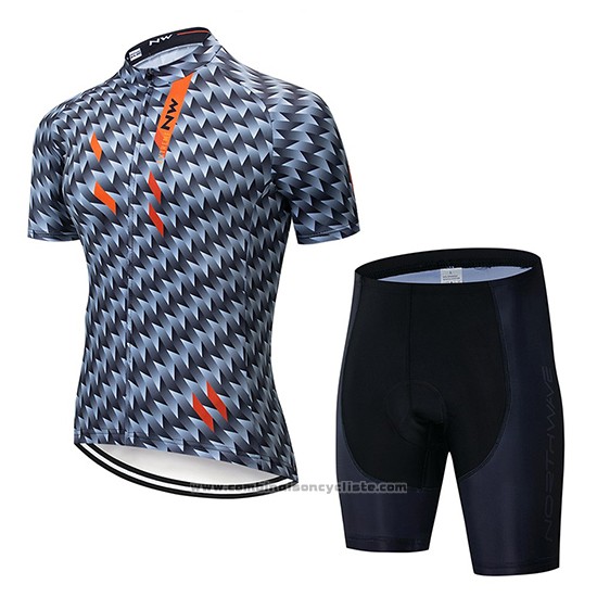 2019 Maillot Cyclisme Northwave Gris Orange Manches Courtes et Cuissard