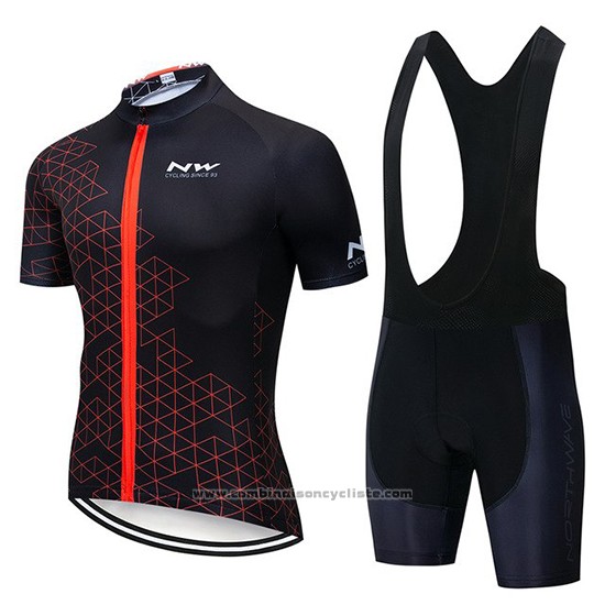2019 Maillot Cyclisme Northwave Noir Rouge Manches Courtes et Cuissard