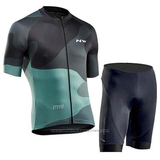 2019 Maillot Cyclisme Northwave Vert Manches Courtes et Cuissard