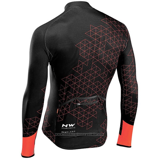 Maillot Cyclisme Northwave Rouge Noir Manches Longues et Cuissard