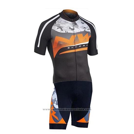 2019 Maillot Cyclisme Northwave Argent Orange Noir Manches Courtes et Cuissard