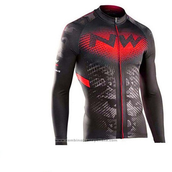 2019 Maillot Cyclisme Northwave Noir Rouge Manches Longues et Cuissard