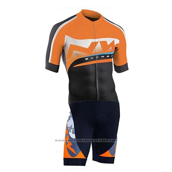 2019 Maillot Cyclisme Northwave Orange Argent Noir Manches Courtes et Cuissard