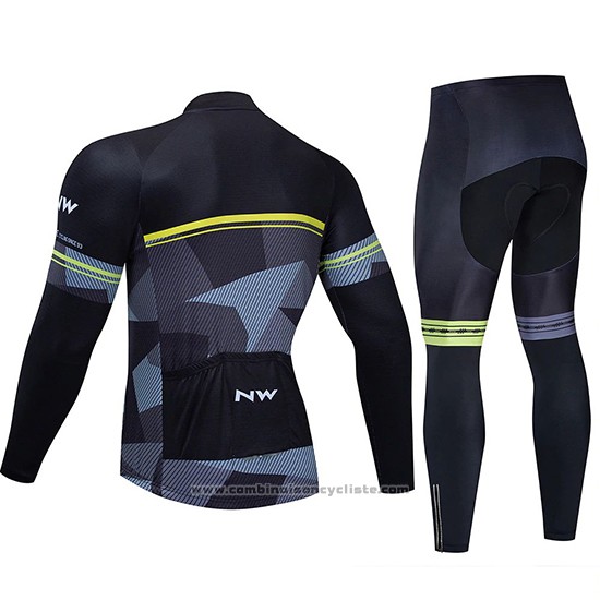 2019 Maillot Cyclisme Northwave Noir Gris Manches Longues et Cuissard