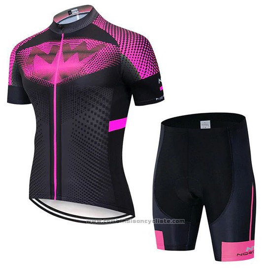 2020 Maillot Cyclisme Northwave Fuchsia Noir Manches Courtes et Cuissard