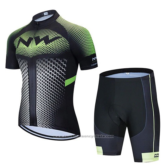 2020 Maillot Cyclisme Northwave Noir Blanc Vert Manches Courtes et Cuissard