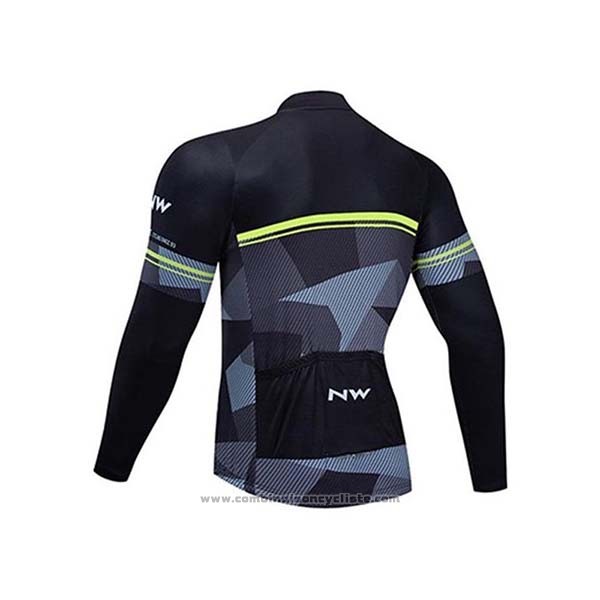 2020 Maillot Cyclisme Northwave Noir Gris Manches Longues et Cuissard
