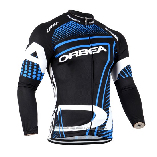 2014 Maillot Cyclisme Orbea Noir et Bleu Manches Longues et Cuissard
