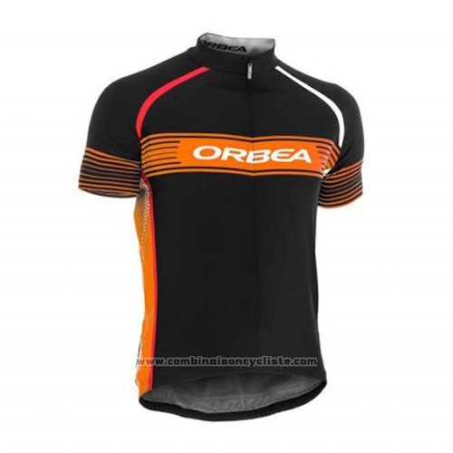 2015 Maillot Cyclisme Orbea Noir et Orange Manches Courtes et Cuissard