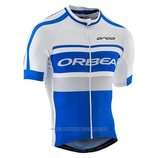 2017 Maillot Cyclisme Orbea Blanc et Bleu Manches Courtes et Cuissard